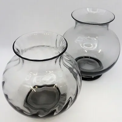 Buy Wedgwood Lead Crystal Glass Vases Smoked Grey Set 2 Home Ornament Birthday Gift • 26.95£