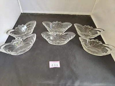 Buy Set Of 6 Quality Vintage Cut Glass Serving Dishes Boat Shaped Nibble Bowls • 26£