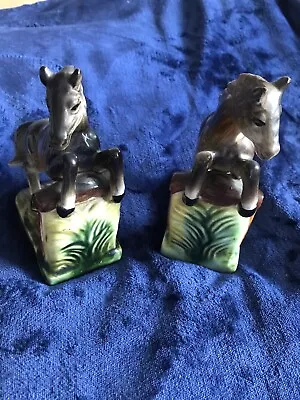 Buy 2  X Vintage Horse Book Ends Ceramic Pottery • 14.50£