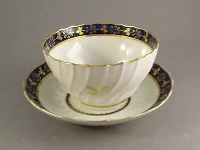 Buy Worcester Porcelain Thistle Pattern Large COFFEE CUP & SAUCER C1790 • 29.95£