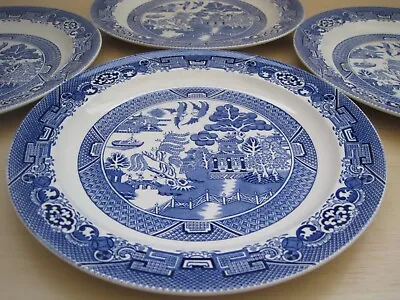 Buy 4 X Vintage Wood & Sons Woods Ware Blue Willow Pattern 10 Inch Dinner Plates • 24£