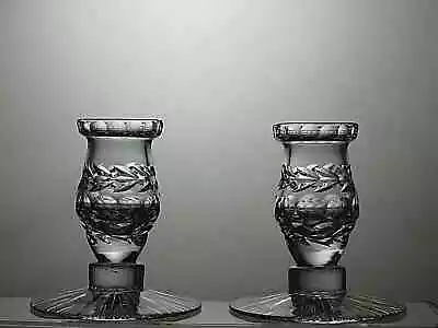 Buy Lead Crystal Set Of 2 Cut Glass Candle Holders Tealight 3 1/3  - 22C • 29.99£