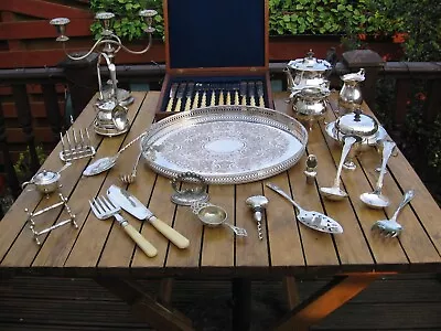 Buy JOB LOT Antique Silver Plated Dishes Tableware Cutlery And Much More • 75£