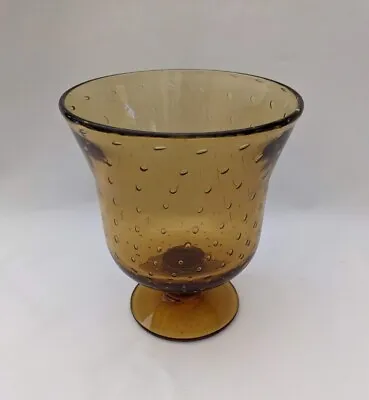Buy Vintage Whitefriars Vase Bullicante Footed Amber Vase Controlled Bubbles England • 30.84£