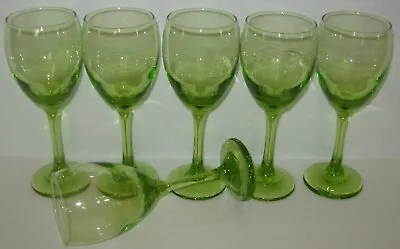 Buy Vintage Lime Green Wine Glasses Water Goblets Stemware Set Of 6 • 45.53£