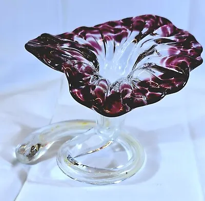 Buy Victorian Handblown Clear And Cranberry  Glass Single Stem Vase • 15£