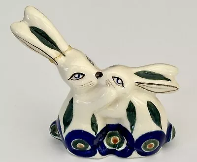 Buy Polish Pottery Small Bunnies/Rabbits Figurine 3.5” *Repaired Ears*  See Photos • 14.41£
