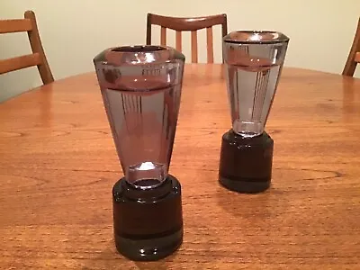 Buy Vintage  TWO Wedgwood Smoked GLASS T .Light /Candle Holders U.K.only. • 30£