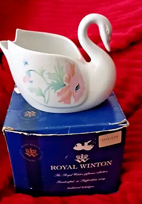 Buy Royal Winton Fine Ceramic Swan Shaped Planter Flower Pot With Original Box • 18£