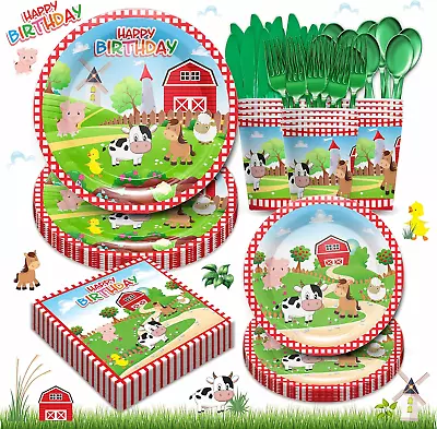 Buy Farm Birthday Party Supplies Tableware Set  Farm Animal Party Theme Decorations  • 27.31£