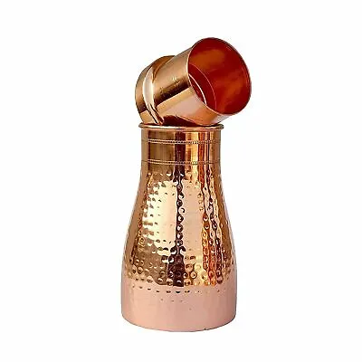 Buy Copper Vessel For Drinking Water Copper Water Jug (900ml) With Inbuilt Glass US • 40.37£