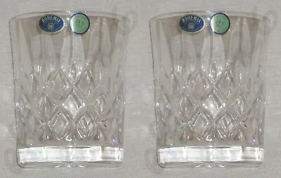 Buy 2x Bohemia Czech 24% PBO Lead Crystal Glasses Tumblers Whiskey Cognac 10oz/320ml • 28.44£