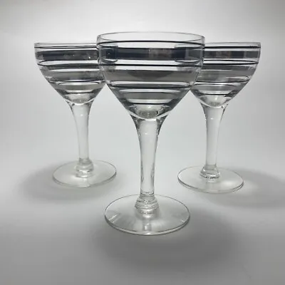 Buy 3 Federal Glass Philco Radio Bar Wine Glass Cordial 30s Platinum Black CHIPPED • 45.35£