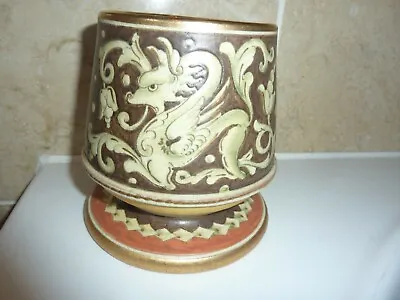 Buy Sicily Idea Taormina Art Pottery 12.2cm Vase With 2 Cream Dragon &pattern Design • 40£