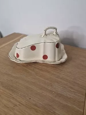 Buy Vintage Small Lancaster & Sandland Cheese Dish , White With Spots 15cm X 12cm  • 13.50£
