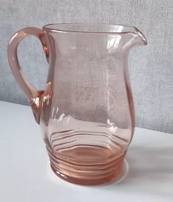 Buy Vintage Mid Century Depression Pink Glass Juice Pitcher / Jug • 24.99£