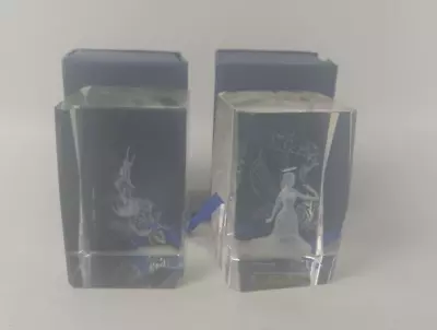 Buy Etched Glass Paperweights Angel Fairy  Clear Glass 3D Vintage Boxed  S93 • 12.10£