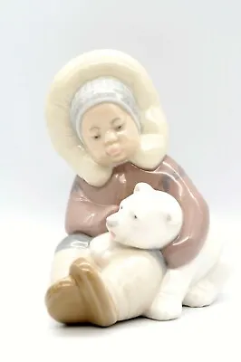 Buy Lladro Figurine Eskimo Boy With Polar Bear Cub #1195 Retired Mint • 123.22£