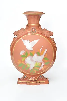 Buy Antique Moon Flask Vase Terracotta 19th C Watcombe Pottery 32 Cm • 82£