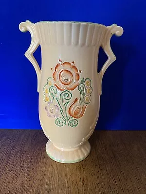 Buy Vintage Large Crown Devon Vase, Cream With Raised Floral Pattern • 25£