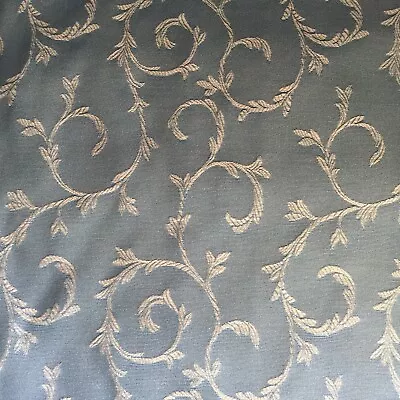 Buy Wedgewood China Blue & Ivory Leaf Swirl Damask Furnishing Fabric Price Per Metre • 20£