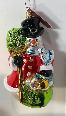 Buy Hand Blown Glass  Snowman Christmas Ornament  Glassware Art Studio Poland NIB • 17.01£