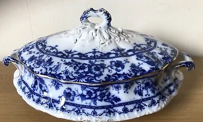 Buy Antique Pottery Flow Blue Tureen • 7.99£