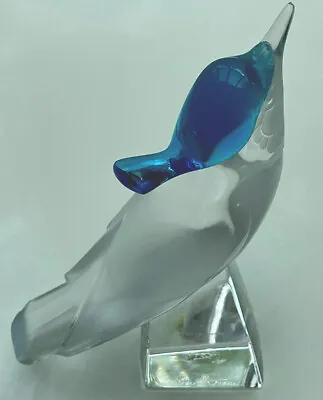 Buy Lalique Crystal Pimlico Blue Crested Blue Jay Bird Figurine Looking Up Signed • 129.47£