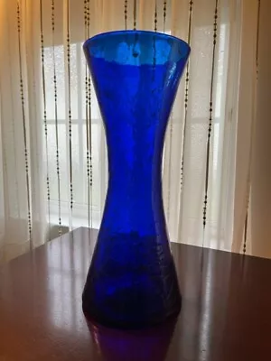 Buy Blenko Blue Crackle Glass Floor Vase, 16  Tall • 71.26£