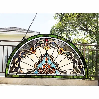 Buy Stained Glass Window Panel Half Moon Handcrafted Suncatcher ONLY ONE THIS PRICE • 155.02£