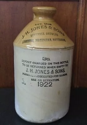 Buy Vintage Stoneware Glazed Earthenware Flagon Jones & Sons Brewers 1922 • 49£