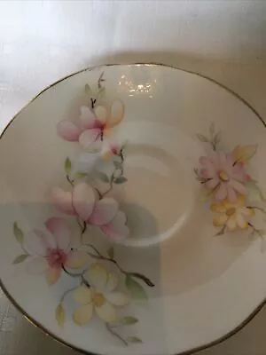 Buy Vintage Crown Trent Bone China Floral Pastel Pink/ Blue/yellow Single Saucer • 1.69£