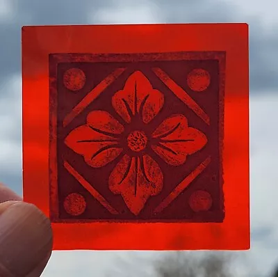 Buy Stained Glass Small Red Decorative Square Piece Traditional Kiln Fired • 9.99£