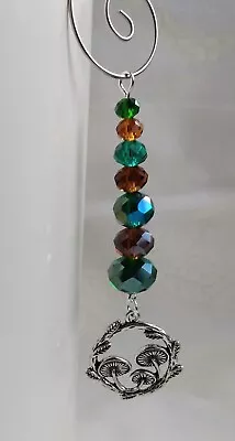 Buy Handmade Suncatcher Window/Plant Pot Mushrooms Crystal Glass Beads • 4.45£