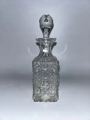 Buy Mini Square Cut Glass/crystal Whisky Decanter With Stopper. Vintage, 16cm Tall • 10£