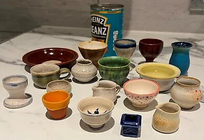Buy 18 X Hand-Made Miniture  Ceramic Pottery Pots, Bowls, Dishes. Glazed And Stamped • 19£