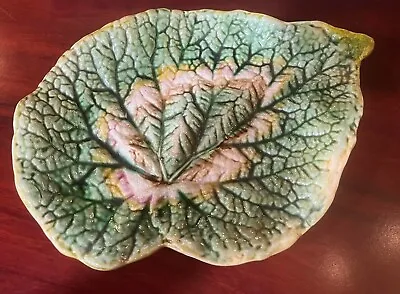 Buy Antique Green Glazed Leaf Majolica Plate • 50£