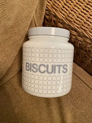 Buy Vintage Biscuit Storage Jar White Grey Milk Glass Candlelight Retro 1980s • 22.99£