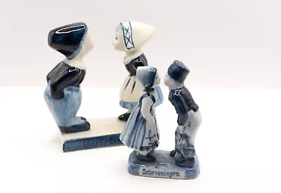 Buy 2 X Delft Blue & White -  Boy & Girl Kissing Vintage Figurine. Hand Painted. • 12.95£