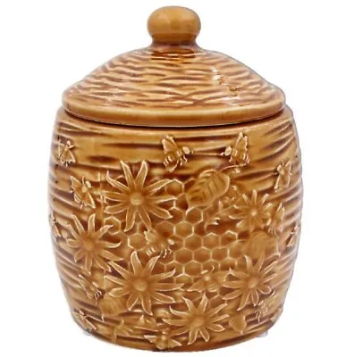 Buy Crackle Glazed Bees Pottery Storage Container Jar With Lid • 9.95£