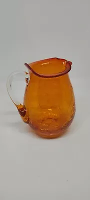 Buy Vintage MCM Orange Crackle Glass Pitcher • 14.48£