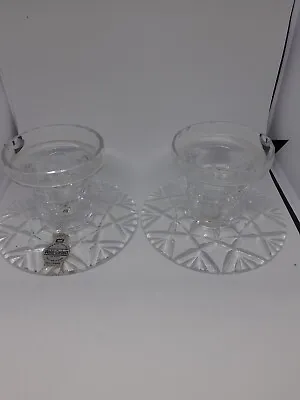 Buy Webb Corbett Handmade Hand Cut Full Lead Crystal Glass Candle Holders ×2 U10S3 • 13.29£