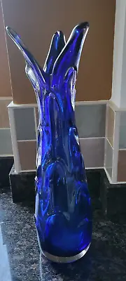 Buy Large Heavy Cobalt Blue Vase Murano • 39.99£