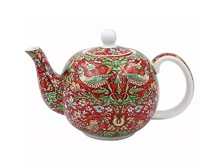 Buy William Morris Strawberry Thief Red Tea Pot Fine China Brand New Large Teapot  • 15£