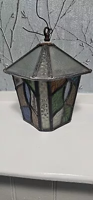Buy Vintage Leaded Stained Glass Hanging Lantern • 10£