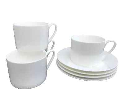 Buy Set Of 4 Plain White Bone China Contemporary Cups And Saucers • 29.95£