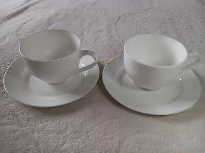 Buy Pair Of White Ceramic Teacups Cups And Saucers Tea Set For 2 Two • 6.95£