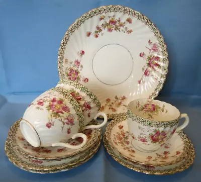 Buy Lovely Vintage Edwardian Floral China - PART TEA SET - Trios X3 + Cake Plate • 16.50£