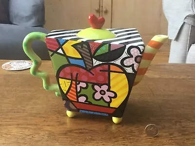 Buy ROMERO BRITTO Full Size Apple Pottery Teapot, Heart Lid, Dated 2013, So Funky! • 80£