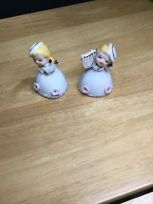 Buy Vintage Ceramic Figurine Of Little Girls  Marked Foreign They Are Bells X2 • 5£